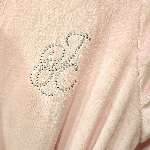 Juicy Couture Rhinestone Script Logo Velour Robe- Lola Pink - Picture 7 of 7